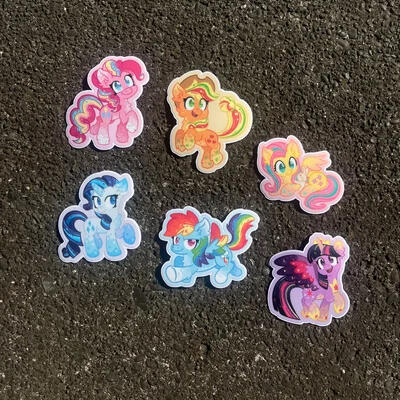 stickers featuring the main six characters from my little pony